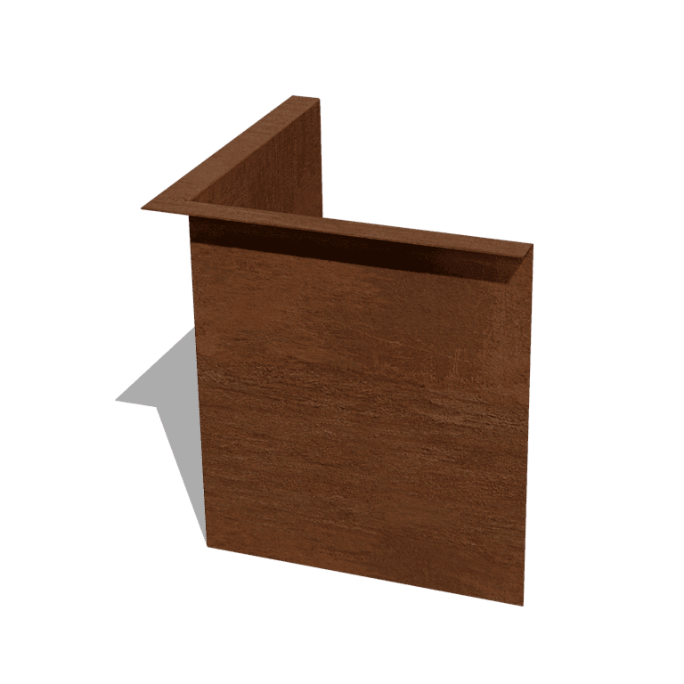 Bordura de acero corten con borde en ángulo recto 34 cm al ángulo interior