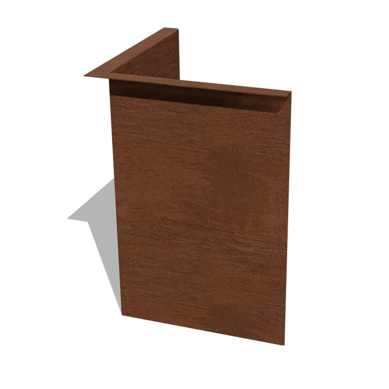 Bordura de acero corten con borde en ángulo recto 45 cm al ángulo interior