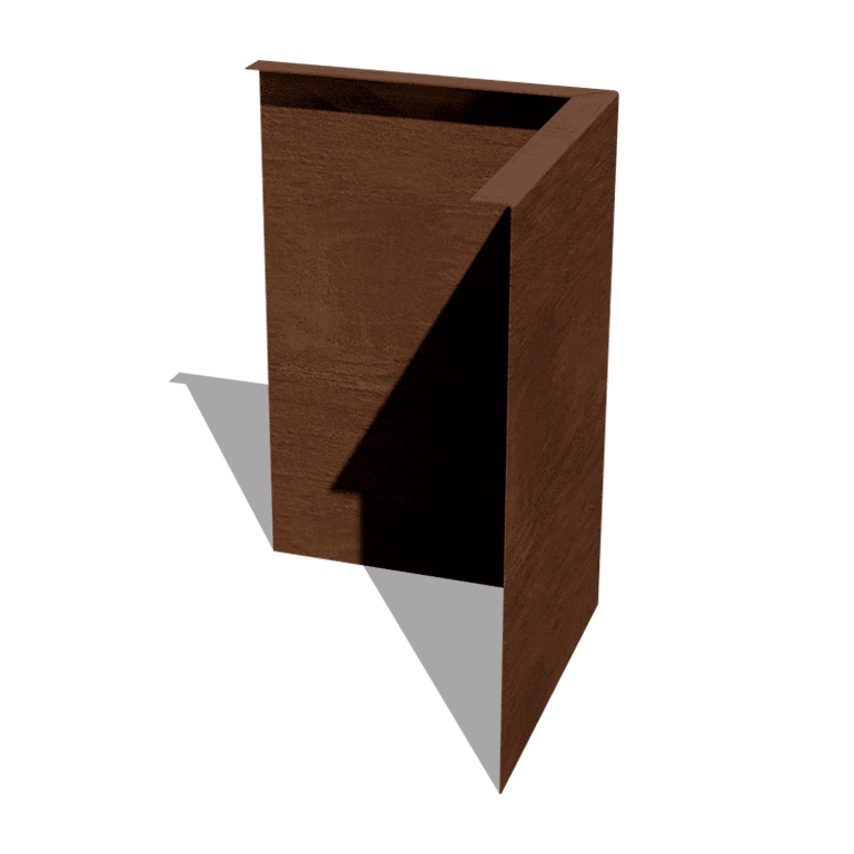 Bordura de acero corten con borde en ángulo recto 45 cm al ángulo exterior