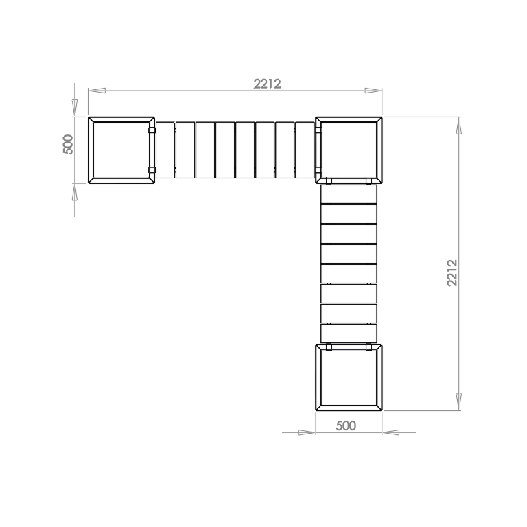Jardinera de acero con tratamiento electrostático con asiento Vegas Miami esquina