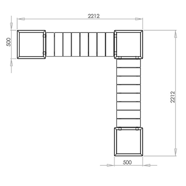 Jardinera de acero con tratamiento electrostático con asiento Vegas Miami esquina