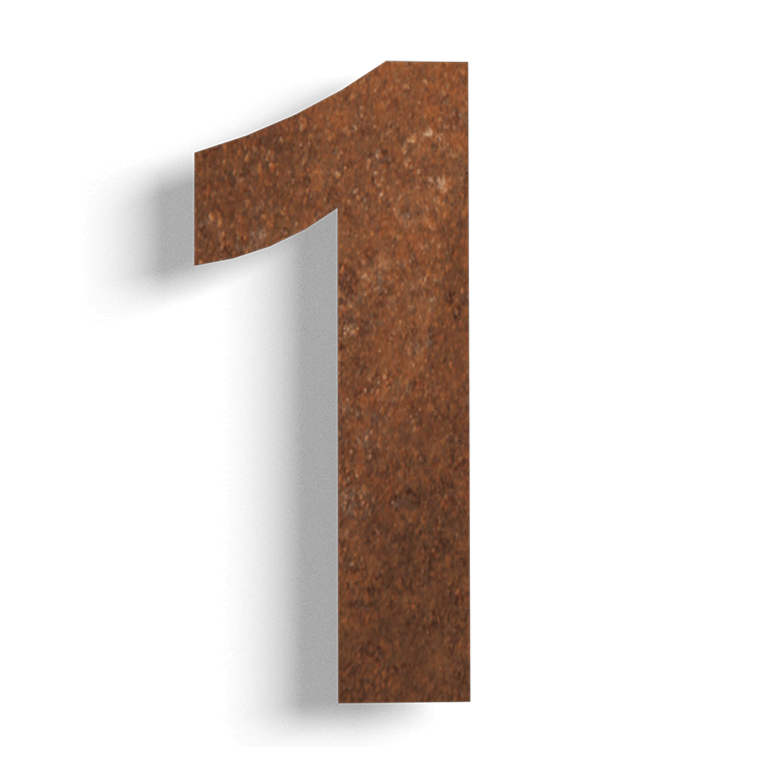 Número de vivienda de acero corten (adhesivo) 1 - 15 cm
