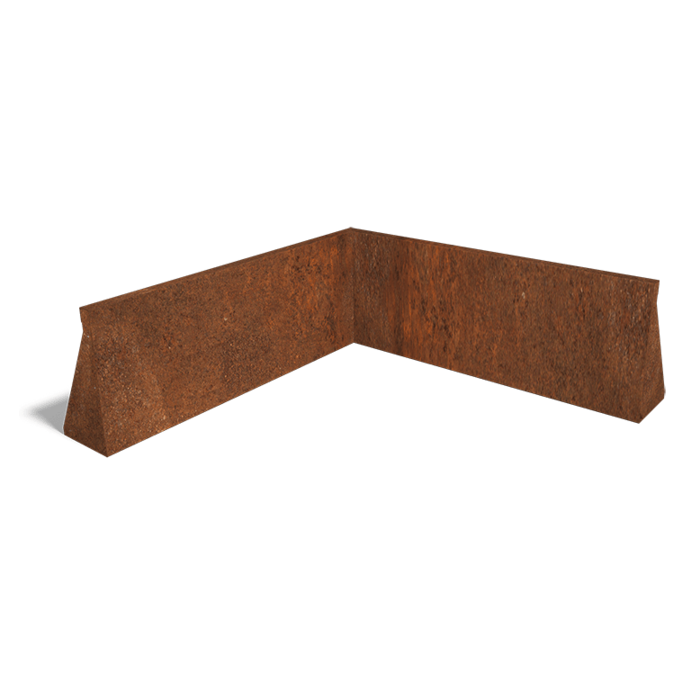 Esquina interior de muro de contención de acero corten 100 x 100 cm (altura 40 cm)