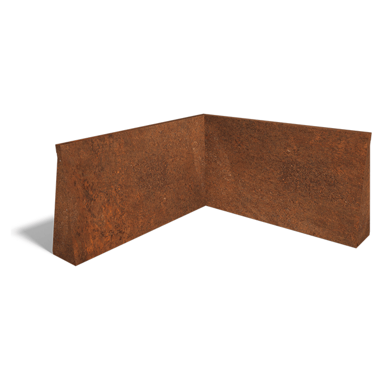 Esquina interior de muro de contención de acero corten 100 x 100 cm (altura 60 cm)