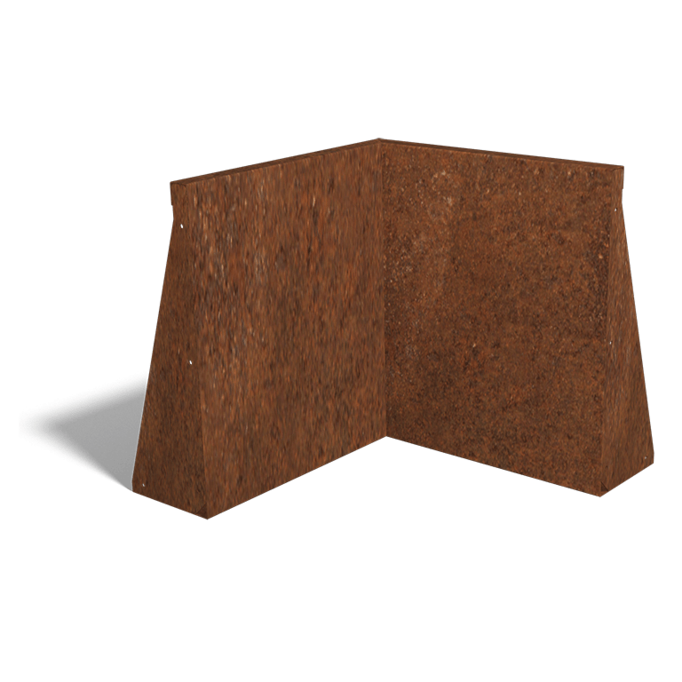 Esquina interior de muro de contención de acero corten 50 x 50 cm (altura 60 cm)