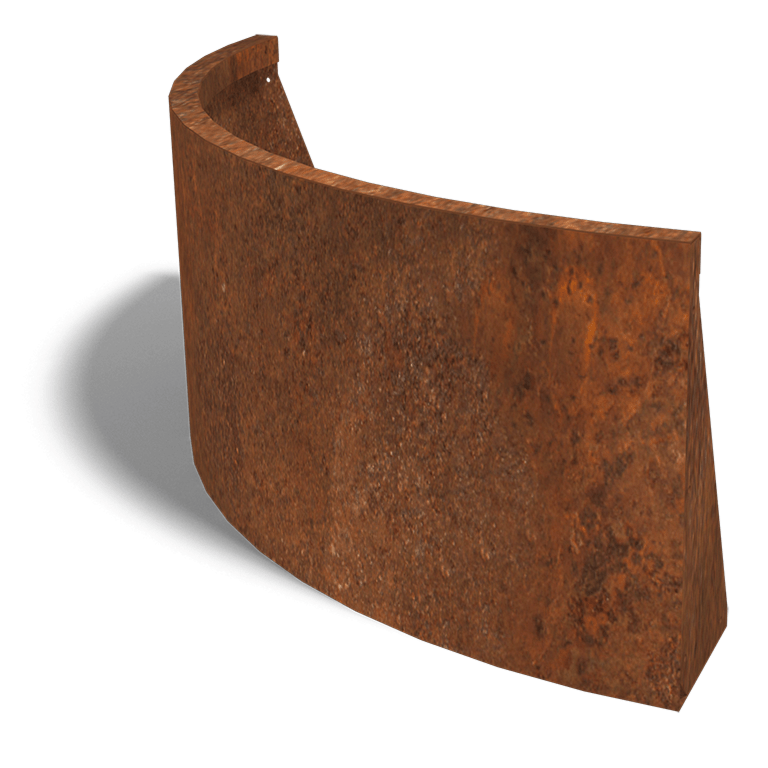 Muro de contención de acero corten curva exterior 100 x 100 cm (altura 50 cm)