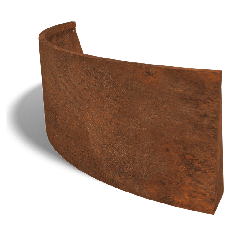 Muro de contención de acero corten esquina exterior 1500x1500 mm (altura 600 mm)