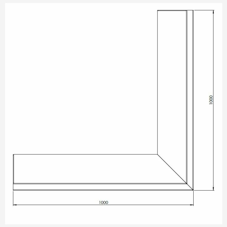 Muro de contención de acero corten esquina exterior 100 x 100 cm (altura 50 cm)