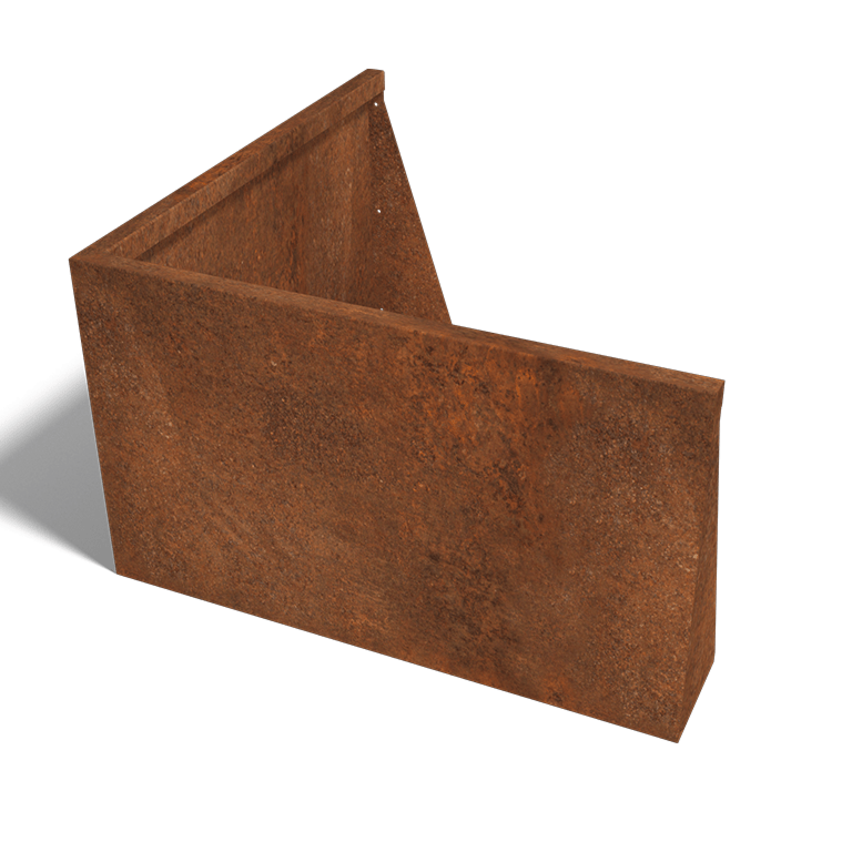 Muro de contención de acero corten esquina exterior 100 x 100 cm (altura 60 cm)