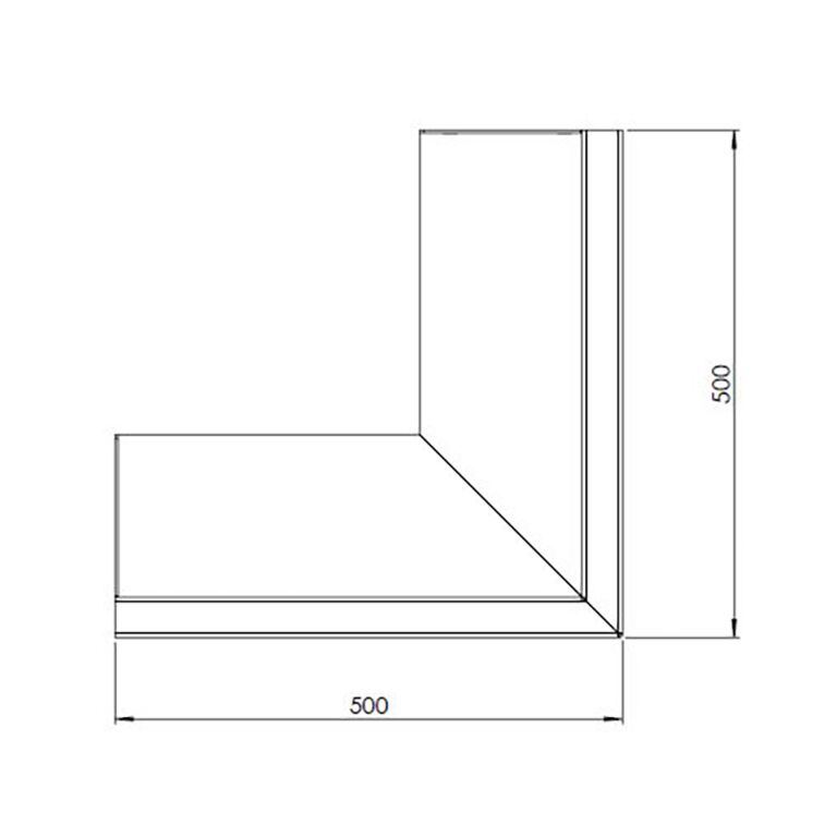Muro de contención de acero corten esquina exterior 50 x 50 cm (altura 30 cm)