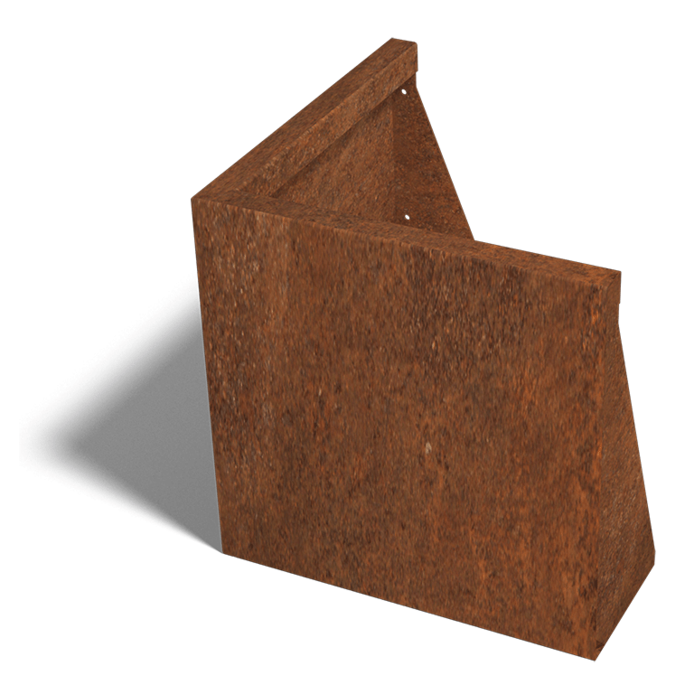 Muro de contención de acero corten esquina exterior 50 x 50 cm (altura 50 cm)