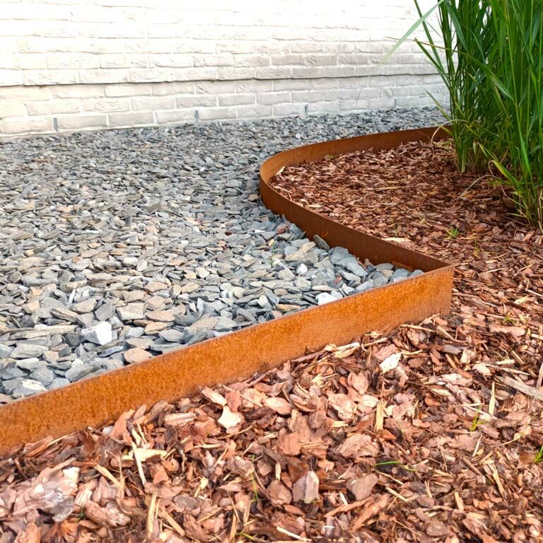 Bordura de acero corten recta 15 cm juego completo de 15metros