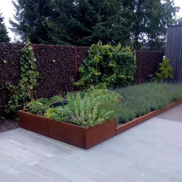 Muro de contención de acero corten recto 100 cm (altura 30 cm)