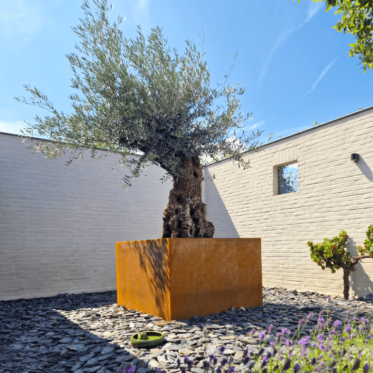 Jardinera de acero corten soldada Montana 120 x 120 x 80 cm