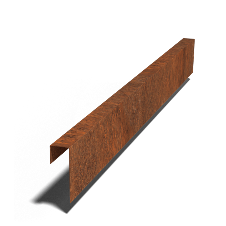 Perfil de recubrimiento de acero corten 15 x 5 x 5 cm (longitud 150 cm)