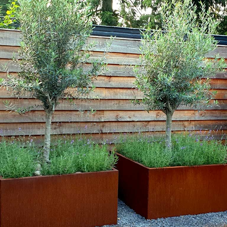 Jardinera de acero corten Miami 120 x 120 cm