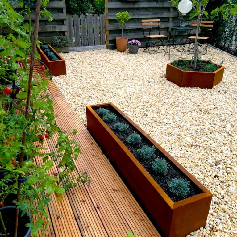 Jardinera de acero corten Texas xxl 160 x 30 cm