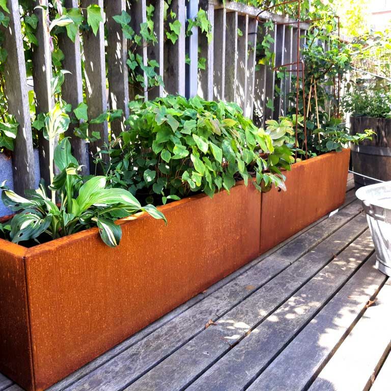 Jardinera de acero corten Texas xxl 200 x 30 cm