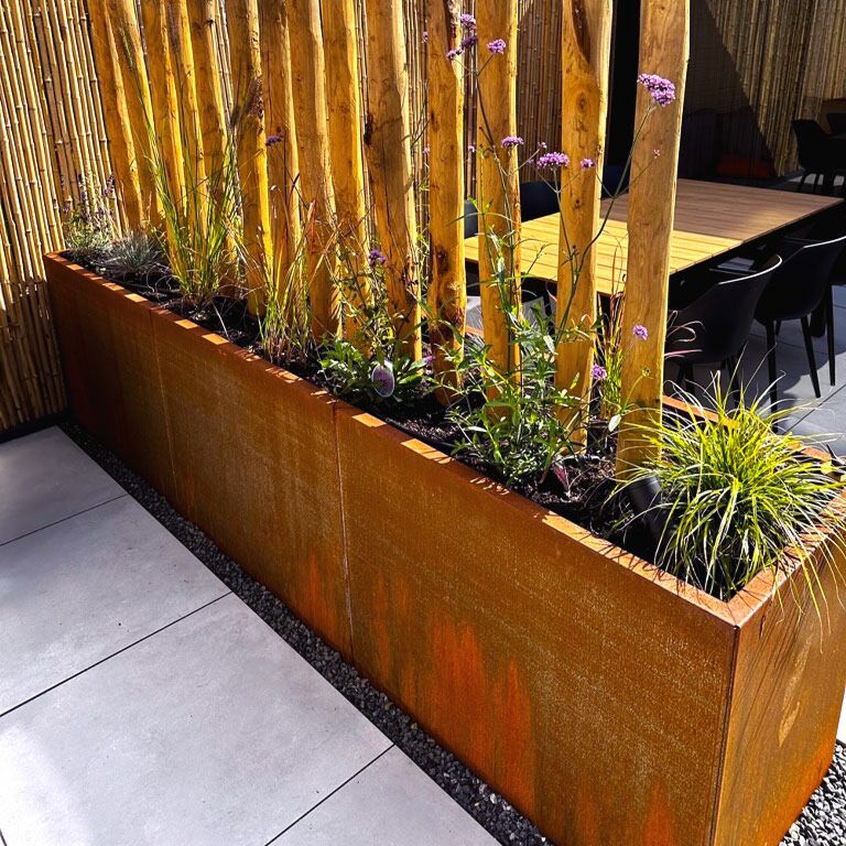 Jardinera de acero corten Texas xxl 300 x 60 cm