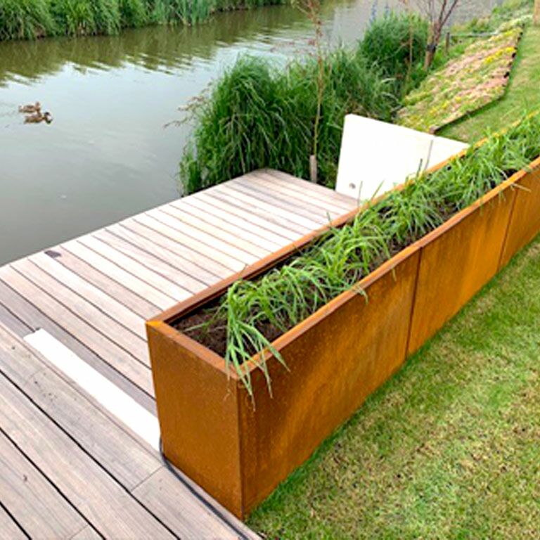 Jardinera de acero corten Texas xxl 400 x 40 cm