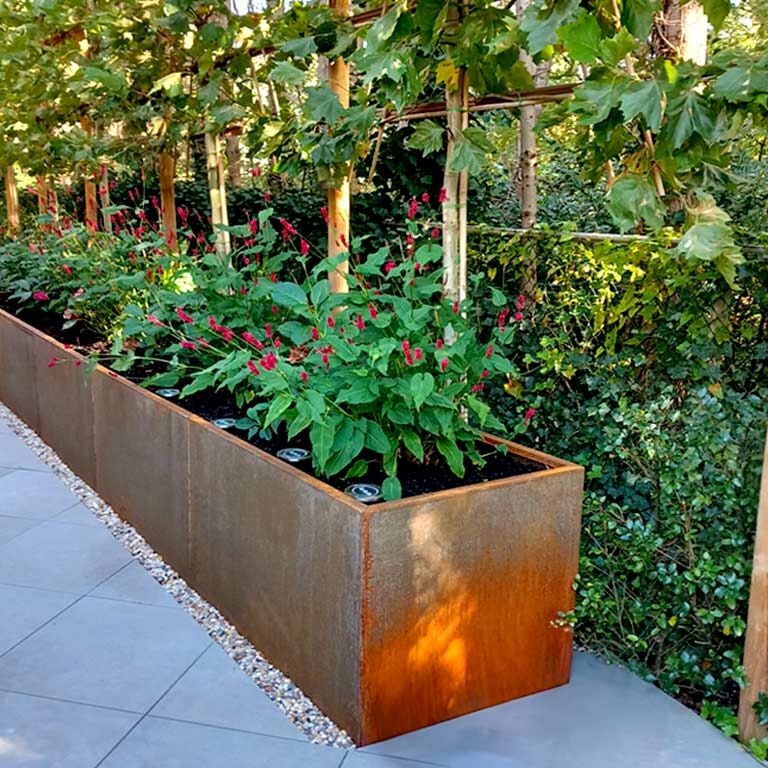 Jardinera de acero corten Texas xxl 500 x 40 cm