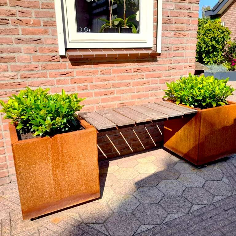 Jardinera de acero corten con asiento Vegas Miami