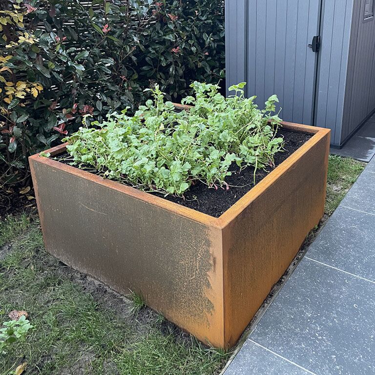 Jardinera de acero corten soldada Montana 120 x 120 x 60 cm