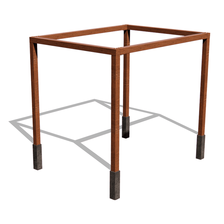 Pérgola cuadrada de acero corten 324 x 250 cm