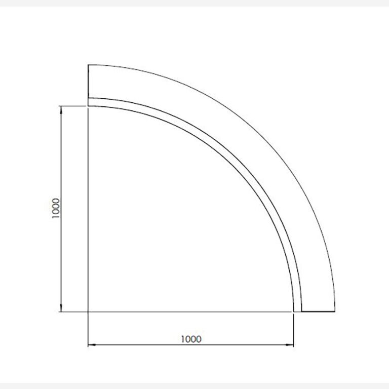 Curva interior de acero con recubrimiento de polvo 100 x 100 cm (altura 30 cm)