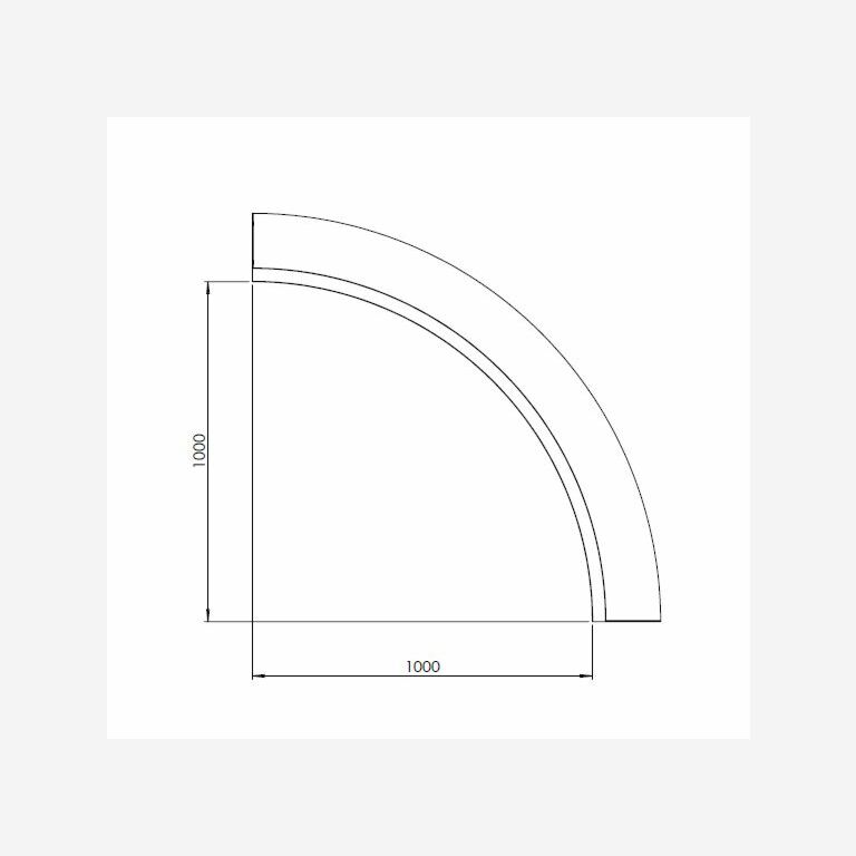 Curva interior de acero con recubrimiento de polvo 100 x 100 cm (altura 50 cm)