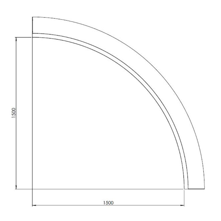 Curva interior de acero con recubrimiento de polvo 150 x 150 cm (altura 30 cm)