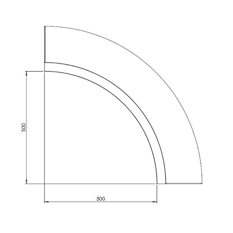 Curva interior de acero con recubrimiento de polvo 50 x 50 cm (altura 30 cm)