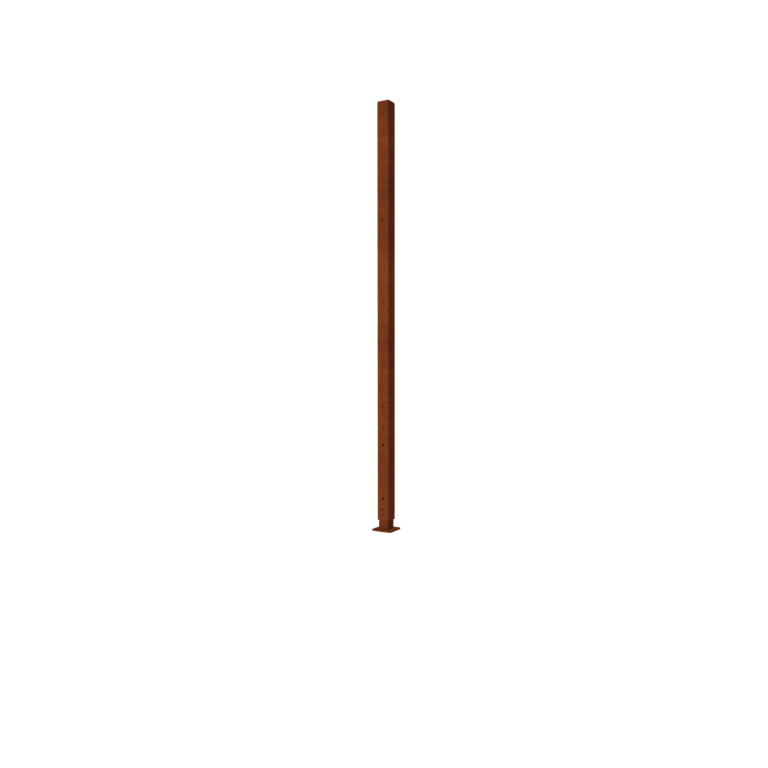 Valla de acero corten H poste final con placa base 190 x 6 x 6 cm