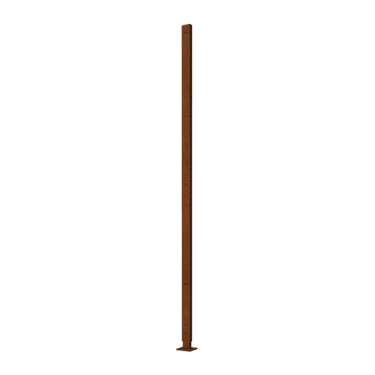 Poste recto de acero corten con placa base 190 x 6 x 3 cm