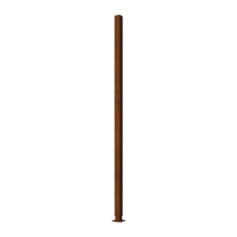 Poste esquinero de acero corten con placa base 190 x 6 x 3 cm