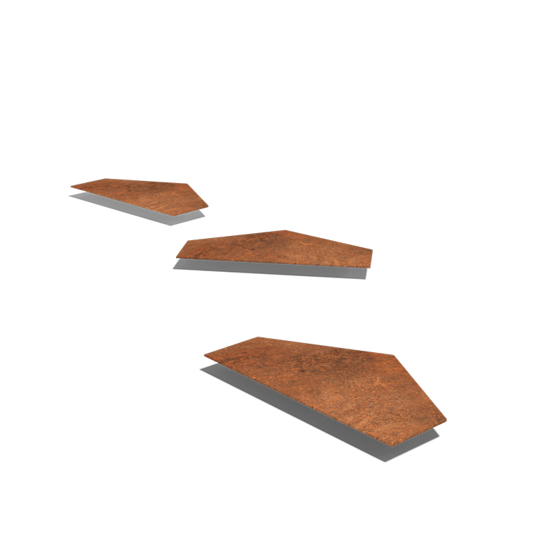 Peldaño de acero corten Hexágono HV 50