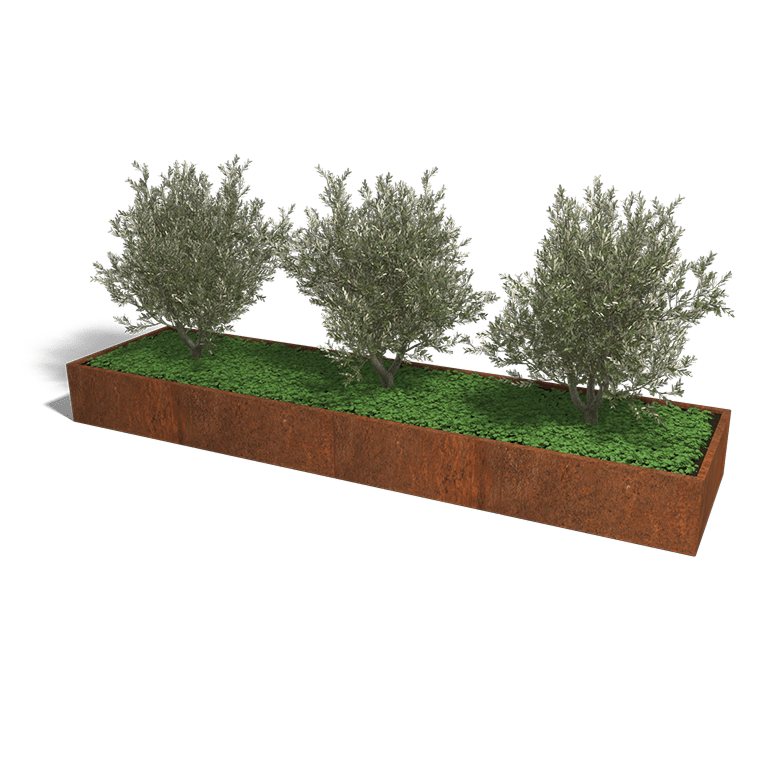 Jardinera de acero corten Texas xxl 400 x 100 cm