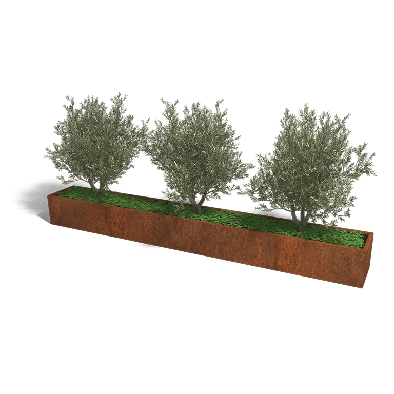 Jardinera de acero corten Texas xxl 400 x 50 cm
