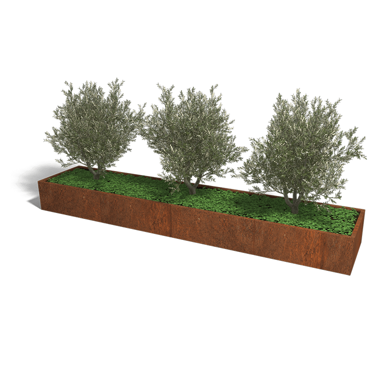 Jardinera de acero corten Texas xxl 400 x 80 cm