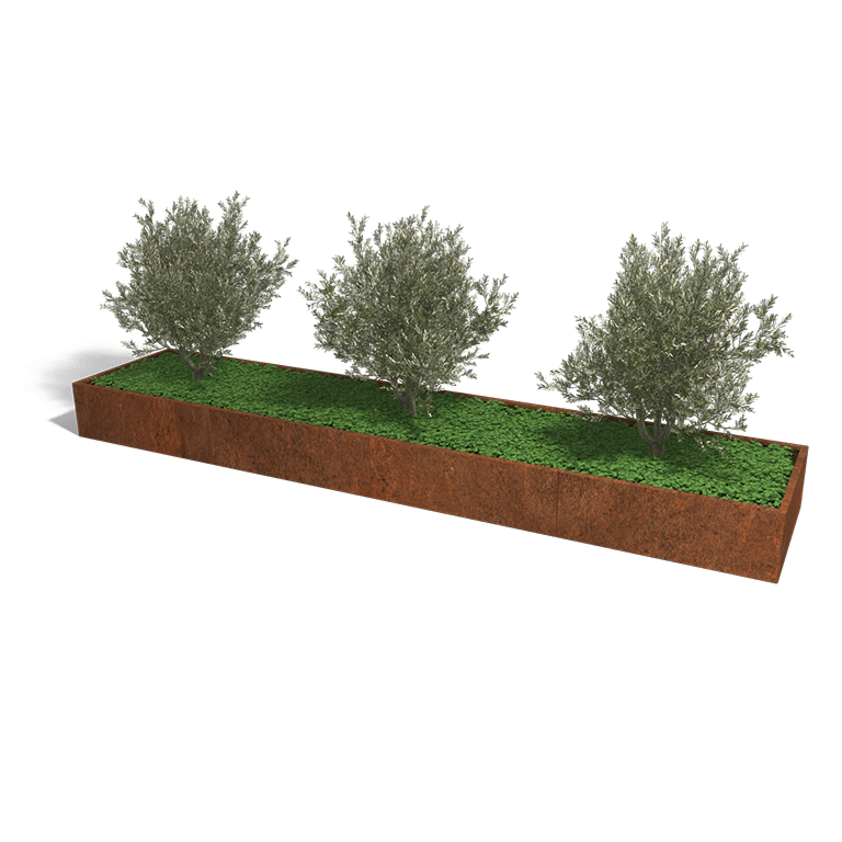 Jardinera de acero corten Texas xxl 480 x 100 cm