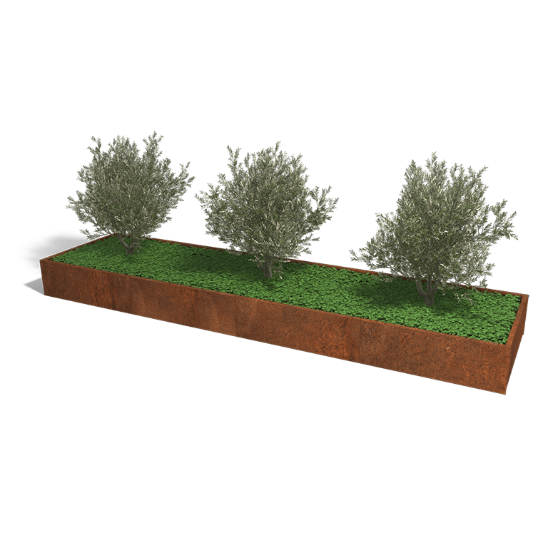 Jardinera de acero corten Texas xxl 480 x 120 cm
