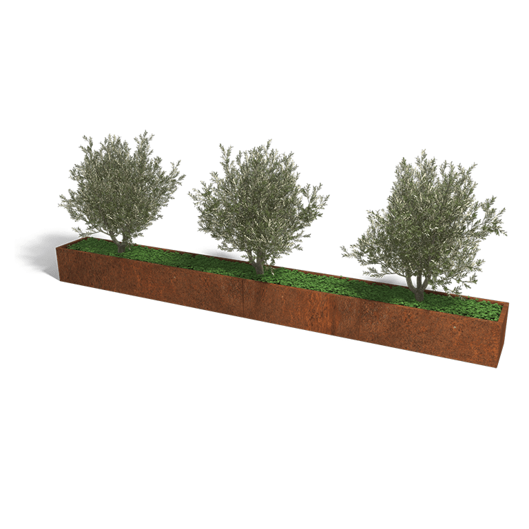 Jardinera de acero corten Texas xxl 480 x 50 cm