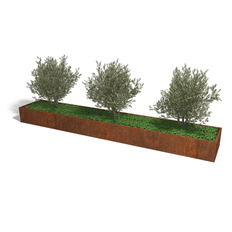 Jardinera de acero corten Texas xxl 480 x 80 cm