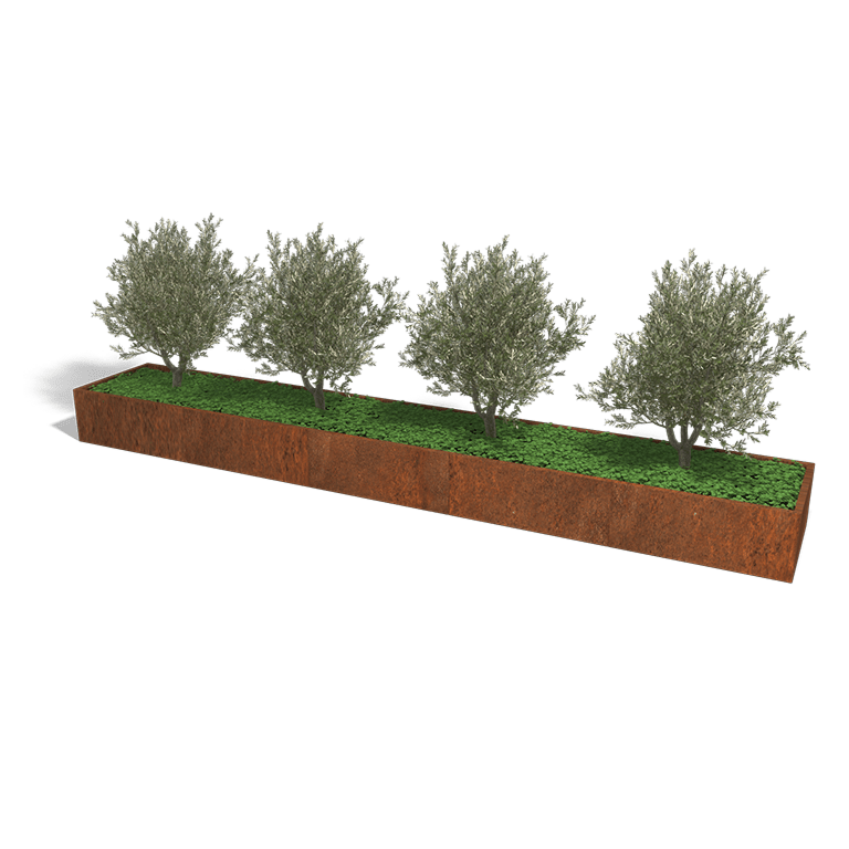 Jardinera de acero corten Texas xxl 500 x 80 cm