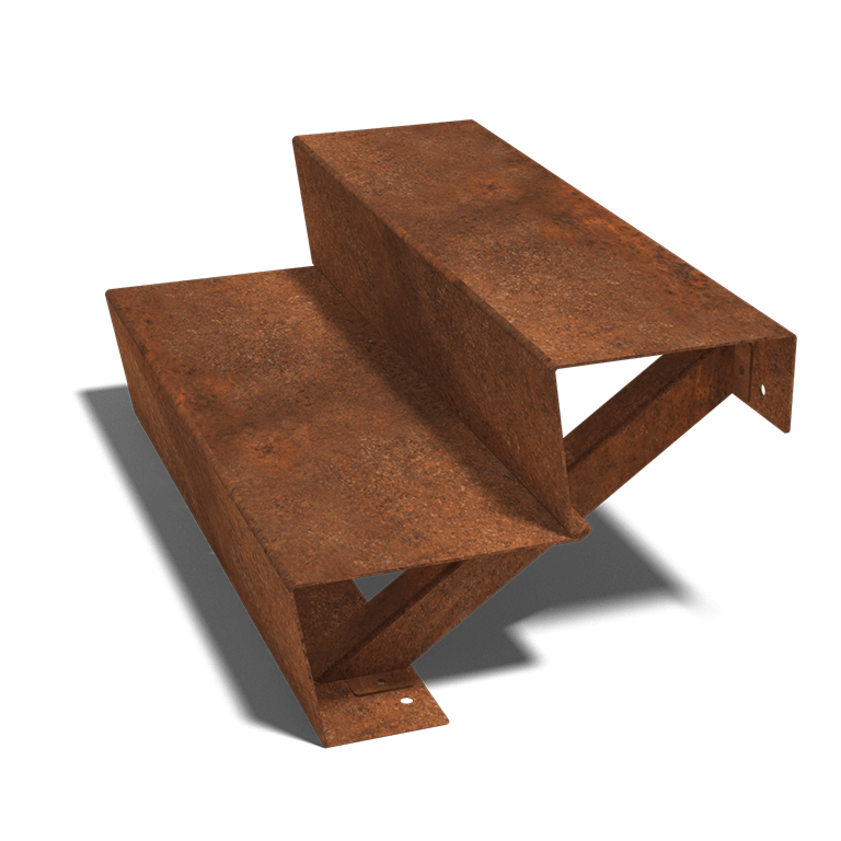 Escalera de acero corten New York de 2 escalones (anchura: 80 cm)