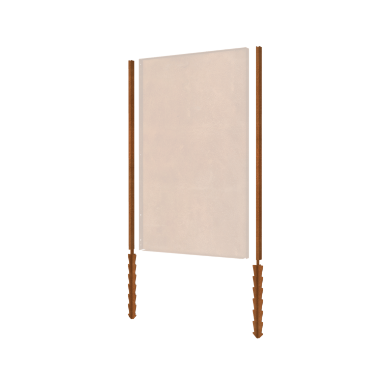 Poste recto de acero corten con estaca de tierra 190 x 6 x 3 cm
