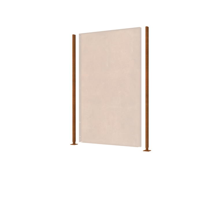 Poste recto de acero corten con placa base 190 x 6 x 3 cm