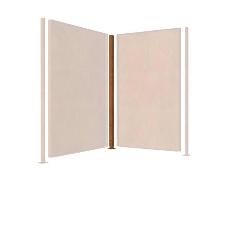 Poste esquinero de acero corten con placa base 190 x 6 x 3 cm