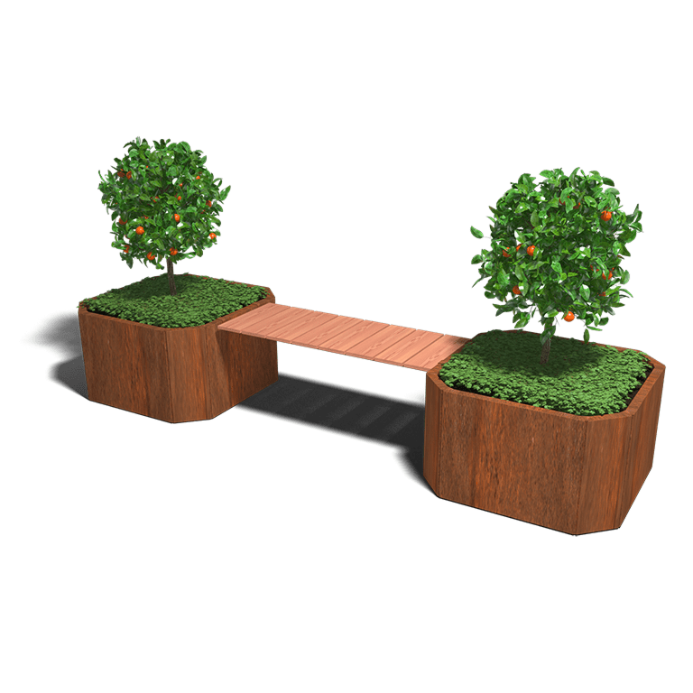 Jardinera de acero corten con asiento Vegas Boston