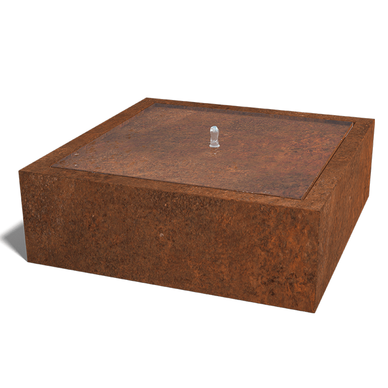 Mesa de agua de acero corten 120 x 120 x 40 cm